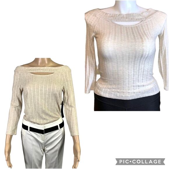 Almost Famous Womens Sweater Knit Lightweight Keyhole Pullover Beige XL - Picture 1 of 14